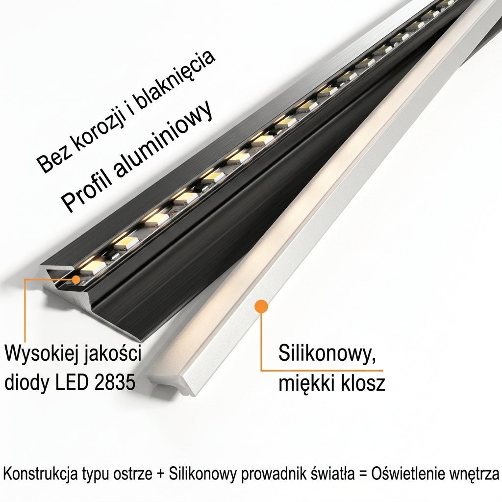 Listwa LED Podszafkowa 45° z Aluminiowym Profilem – Ultracienka, Energooszczędna do Oświetlenia Mebli 6