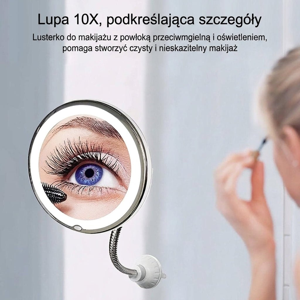 Lustro do Makijażu LED 10X z Przyssawką – Regulowane, Oświetlenie do Pielęgnacji 7