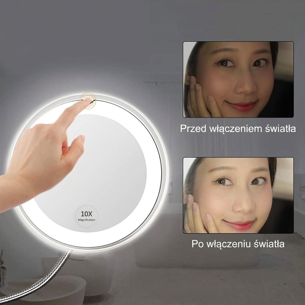 Lustro do Makijażu LED 10X z Przyssawką – Regulowane, Oświetlenie do Pielęgnacji 5