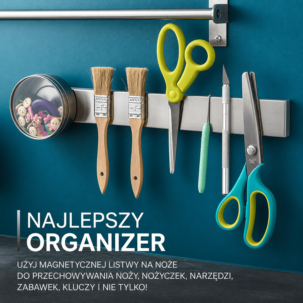 Magnetyczny Uchwyt Na Noże 35 cm Ze Stali Nierdzewnej – Do Montażu Na Lodówce lub Ścianie