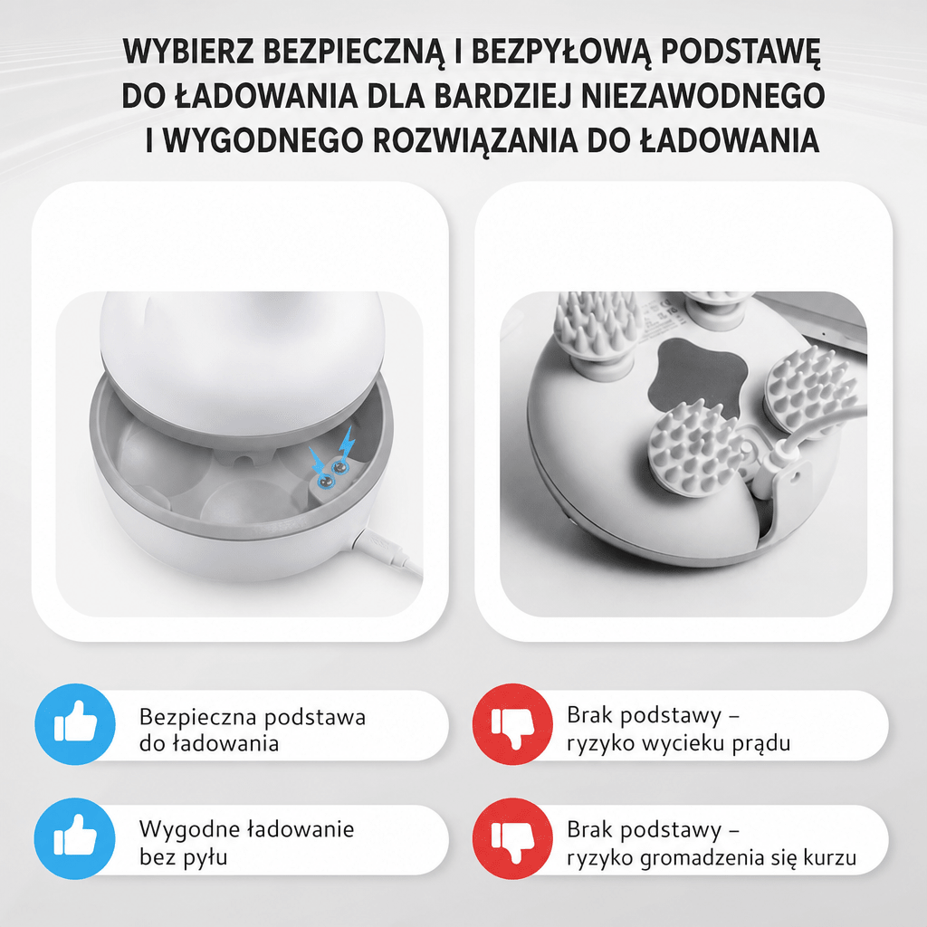 Masażer do Głowy z 4 Trybami – Wodoodporny, Bezprzewodowy, Timer 10 Minut