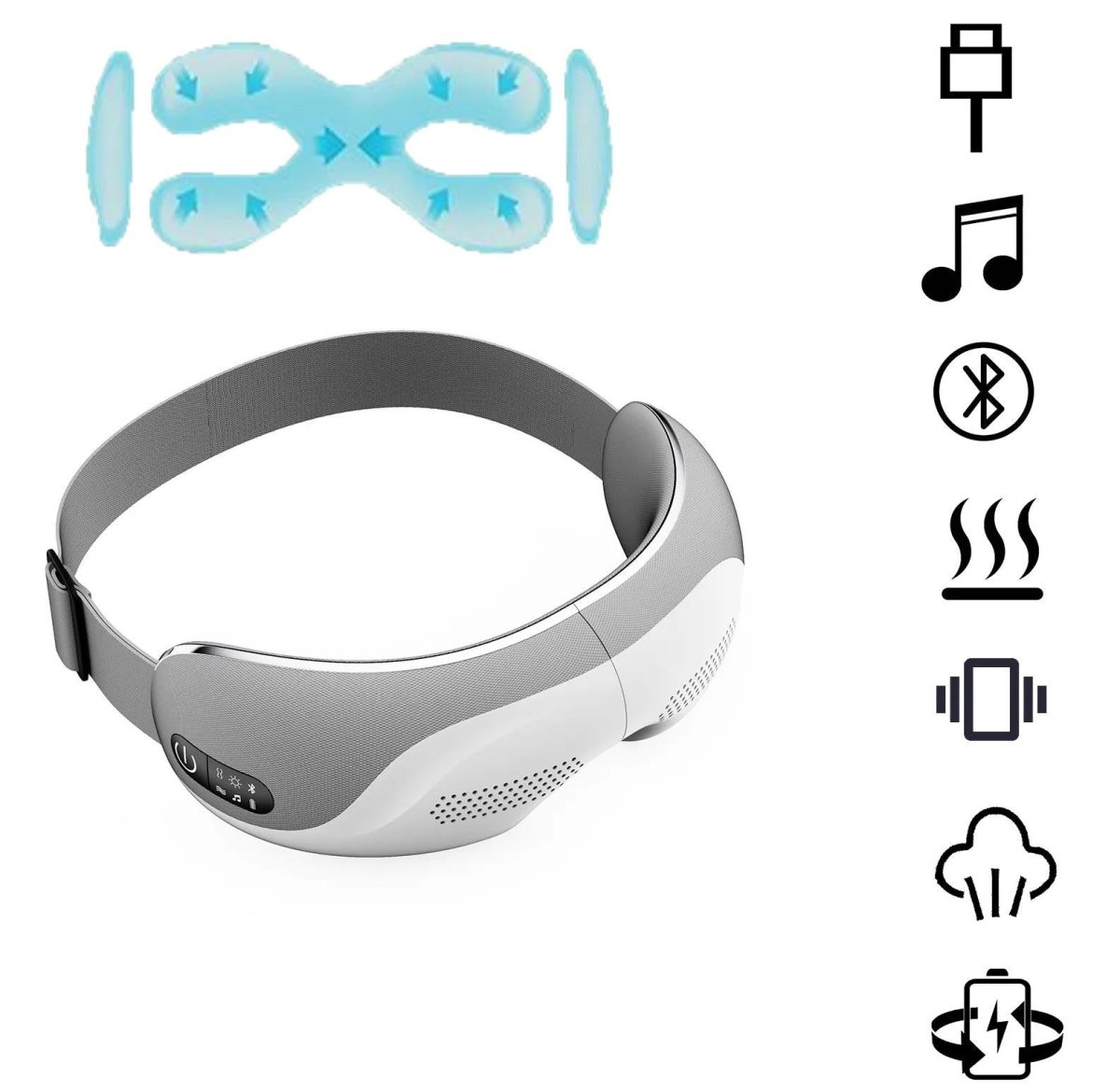 Masażer do Oczu z Ciepłem – 5 Trybów Masażu, Bluetooth, Składana Konstrukcja 4