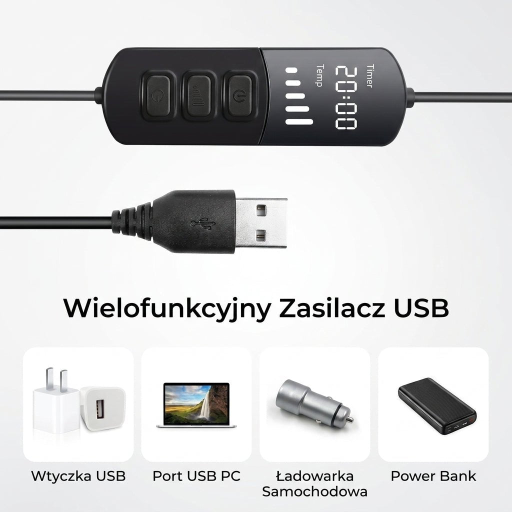 Maska Grzewcza na Oczy – Regulacja Temperatury 40–60°C, Zasilanie USB 5