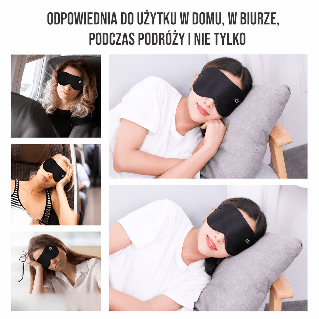 Maska na Oczy do Spania z Regulacją Temperatury i Masażem – Ładowana USB, Bezprzewodowa