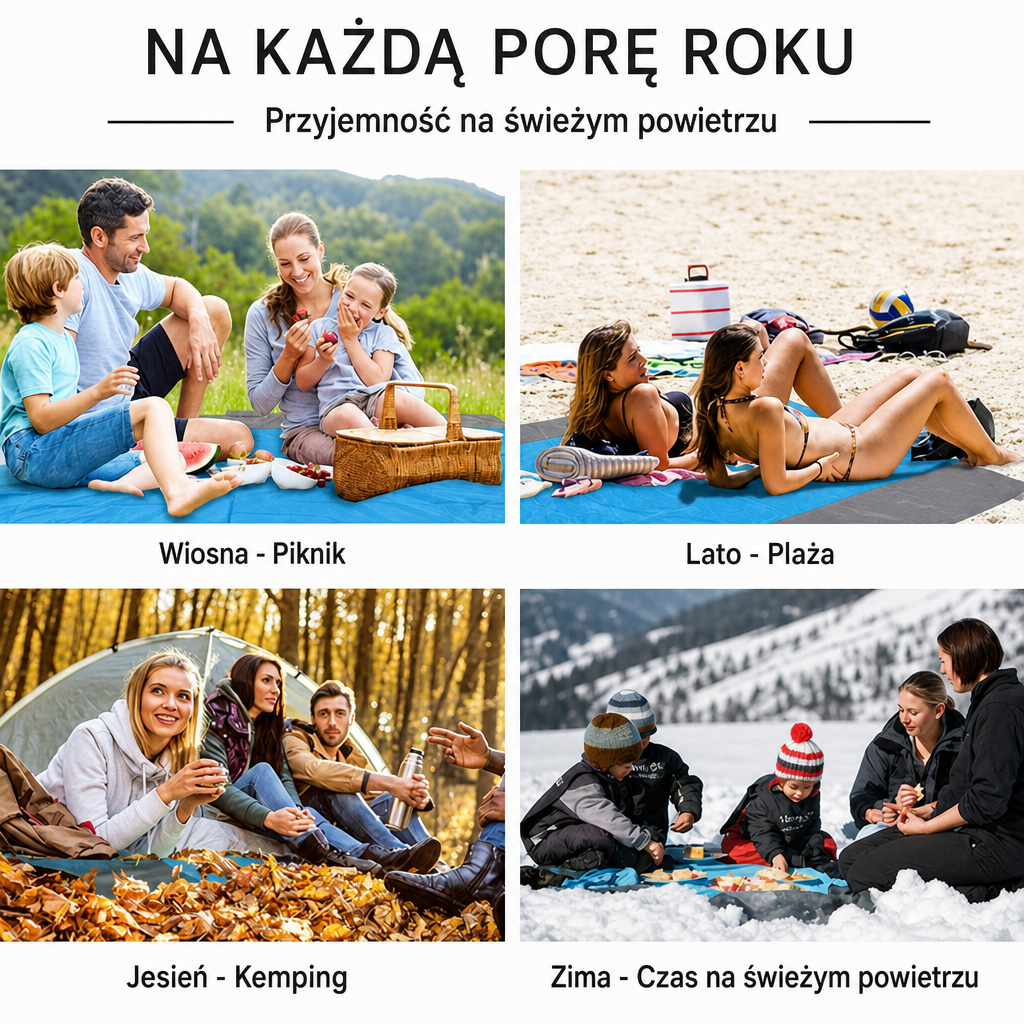 Mata Plażowa Wodoodporna z Technologią Bez Piasku – Lekka, Duża 2m x 1,8 m