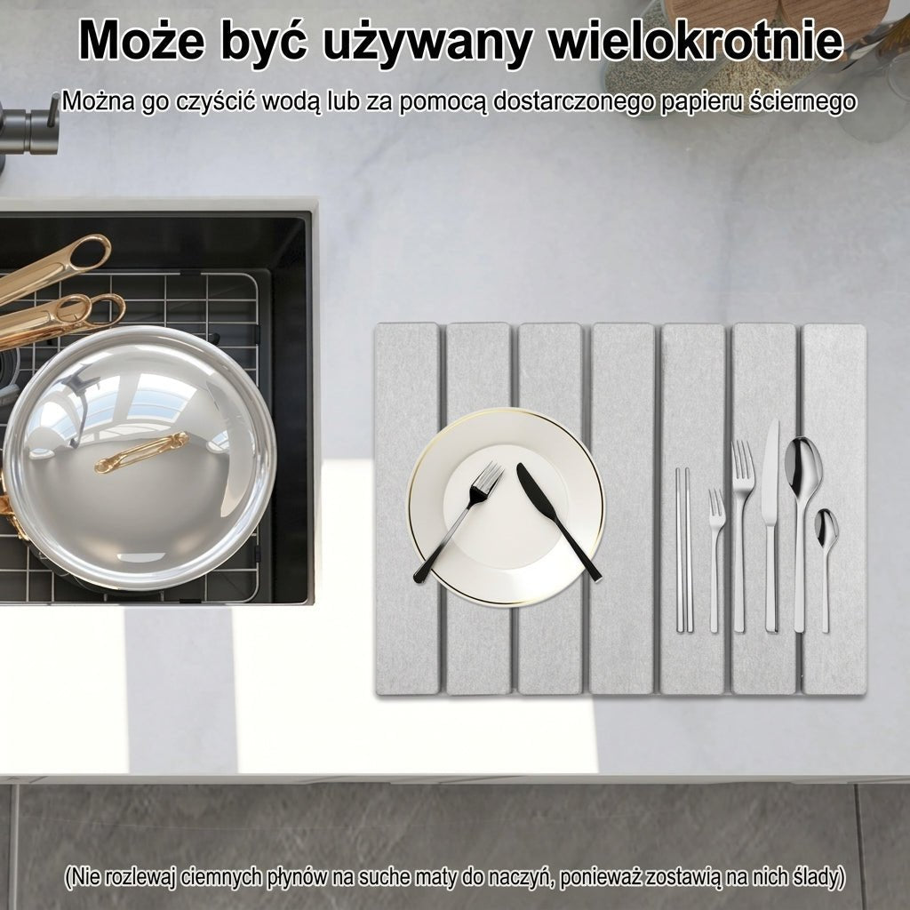 Mata do Suszenia Naczyń z Kamienia Diatomitowego 40x30 cm – Składana, Antypoślizgowa 5