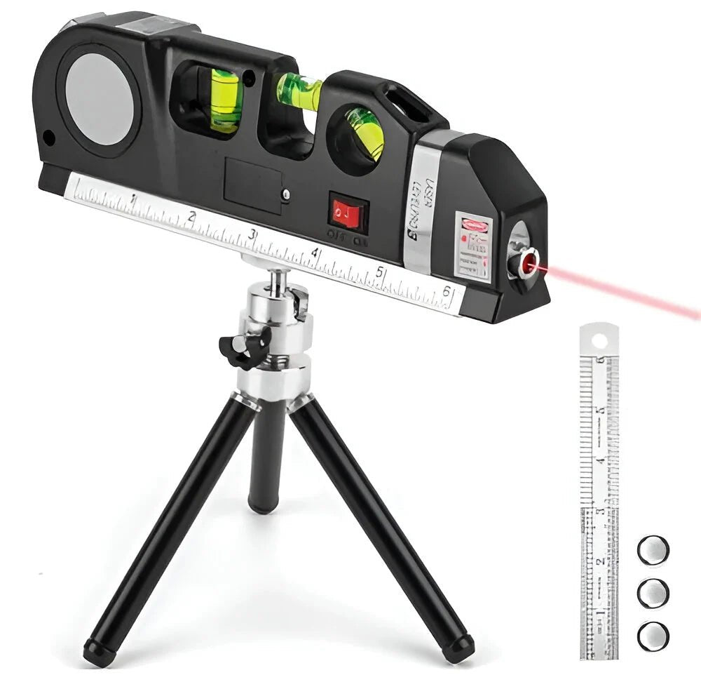 Miernik Laserowy Wielofunkcyjny z Taśmą 2,5 m – Poziomica z Laserowymi Liniami Pionowymi i Poziomymi 0