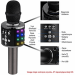 Mikrofon do Karaoke Bluetooth 4 w 1 z Głośnikiem i Efektem LED – Bezprzewodowy Mikrofon z Nagrywaniem