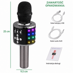 Mikrofon do Karaoke Bluetooth 4 w 1 z Głośnikiem i Efektem LED – Bezprzewodowy Mikrofon z Nagrywaniem