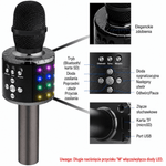 Mikrofon do Karaoke Bluetooth 4 w 1 z Głośnikiem i Efektem LED – Bezprzewodowy Mikrofon z Nagrywaniem