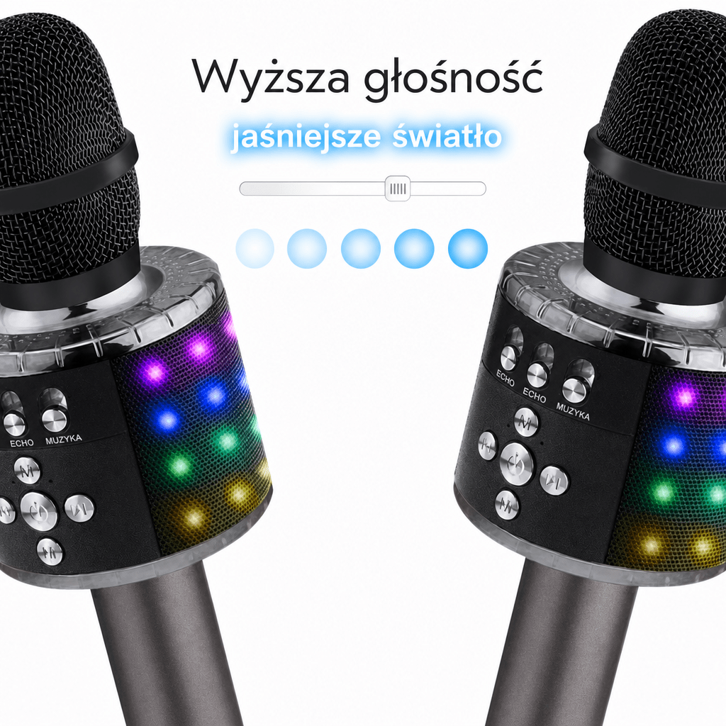 Mikrofon do Karaoke Bluetooth 4 w 1 z Głośnikiem i Efektem LED – Bezprzewodowy Mikrofon z Nagrywaniem