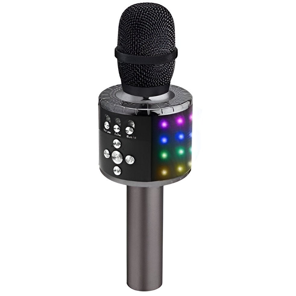 Mikrofon do Karaoke Bluetooth 4 w 1 z Głośnikiem i Efektem LED – Bezprzewodowy Mikrofon z Nagrywaniem 0
