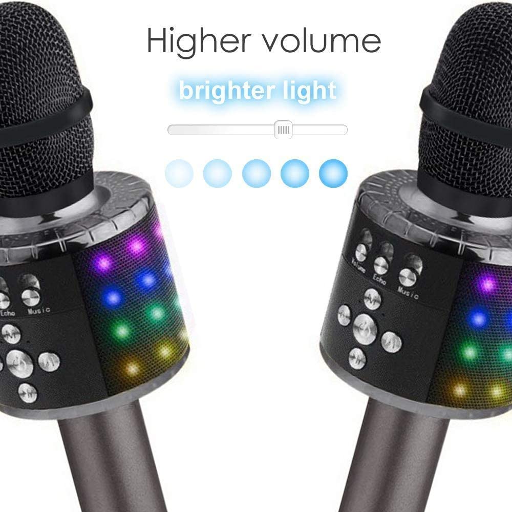 Mikrofon do Karaoke Bluetooth 4 w 1 z Głośnikiem i Efektem LED – Bezprzewodowy Mikrofon z Nagrywaniem 4
