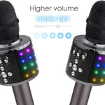 Mikrofon do Karaoke Bluetooth 4 w 1 z Głośnikiem i Efektem LED – Bezprzewodowy Mikrofon z Nagrywaniem 4