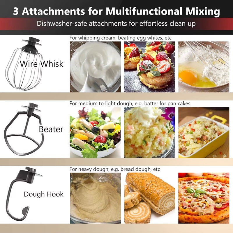Mikser Stojący 6-Biegowy 500 W ze Stali Nierdzewnej 5,3 L z Przystawkami 2