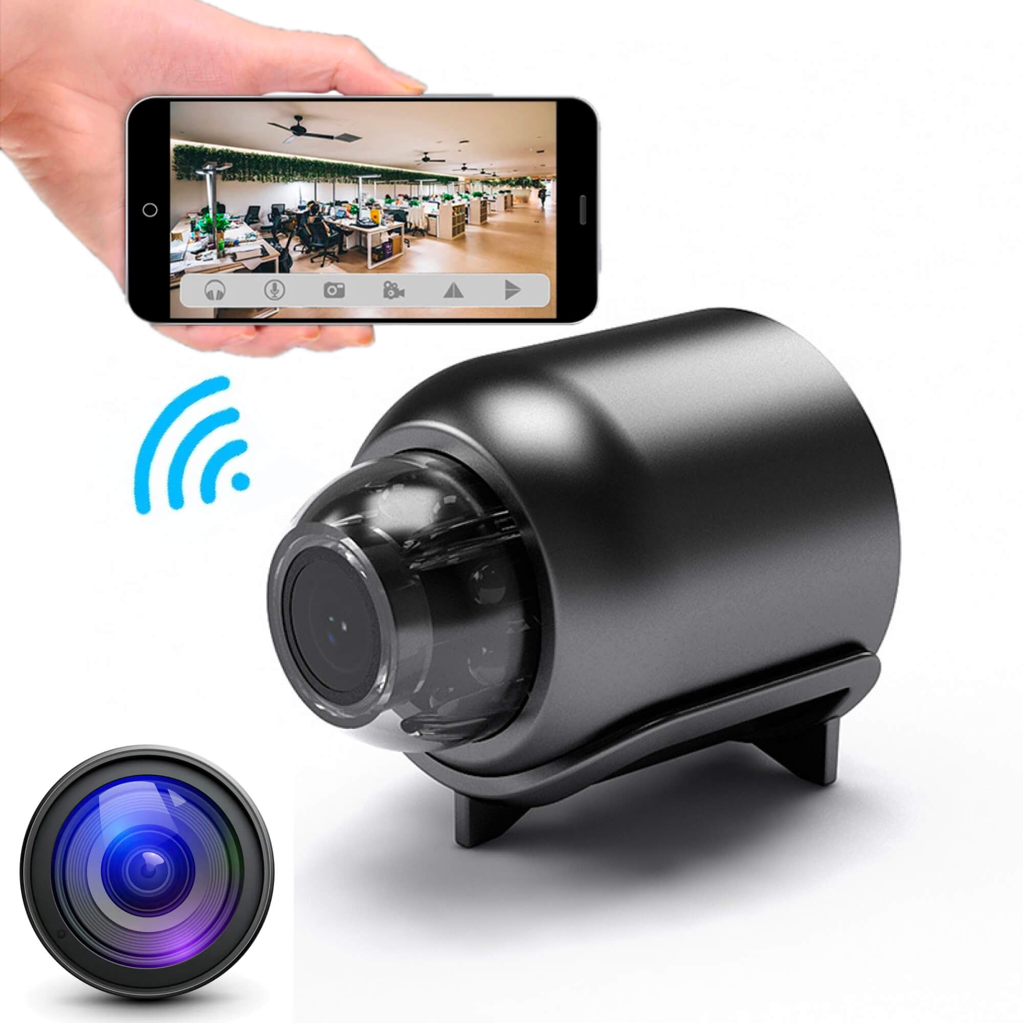 Mini Kamera HD IP WiFi 1080P Z Noktowizorem I Szerokokątnym Obiektywem 0