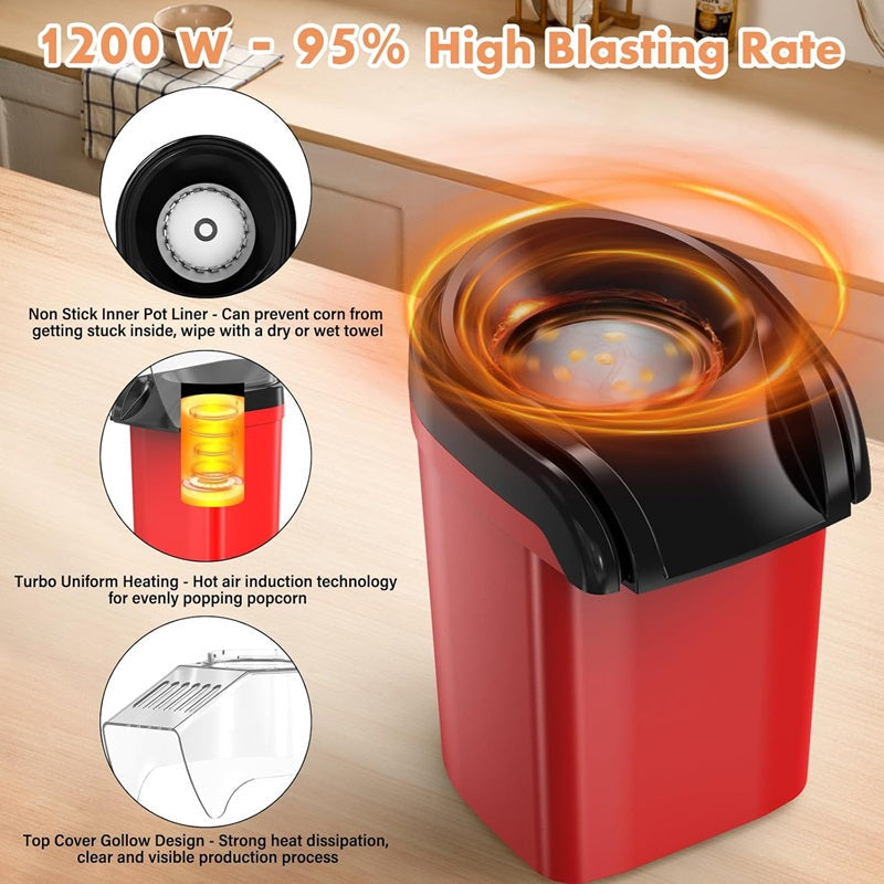 Mini Maszyna Do Popcornu 1200W - Bezolejowe Urządzenie Do Robienia Popcornu 2