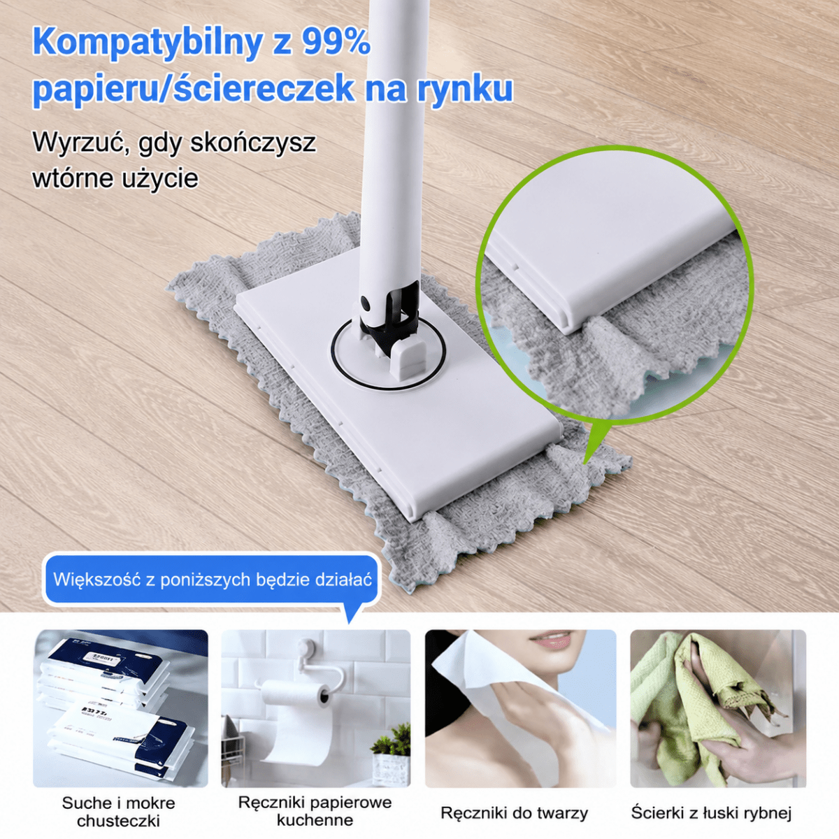 Mini Mop Automatyczny z Klipsem – Obrotowa Głowica 360° do Łatwego Czyszczenia 9