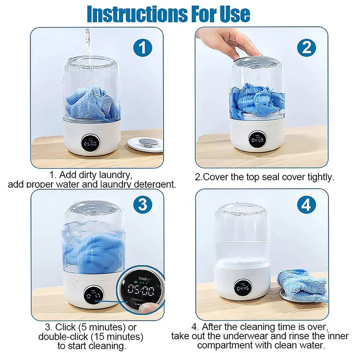 Mini Pralka Akumulatorowa - Ultradźwiękowe Pranie w Podróży, Kompaktowa i Łatwa w Użyciu 2