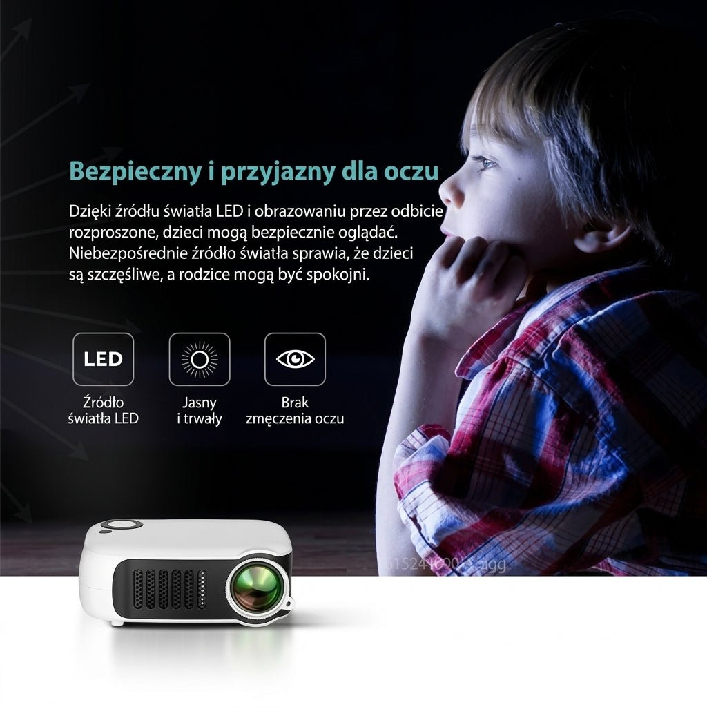 Mini Projektor Przenośny HD 1000 Lumenów z HDMI – Rzutnik Multimedialny do Domu i Podróży 7