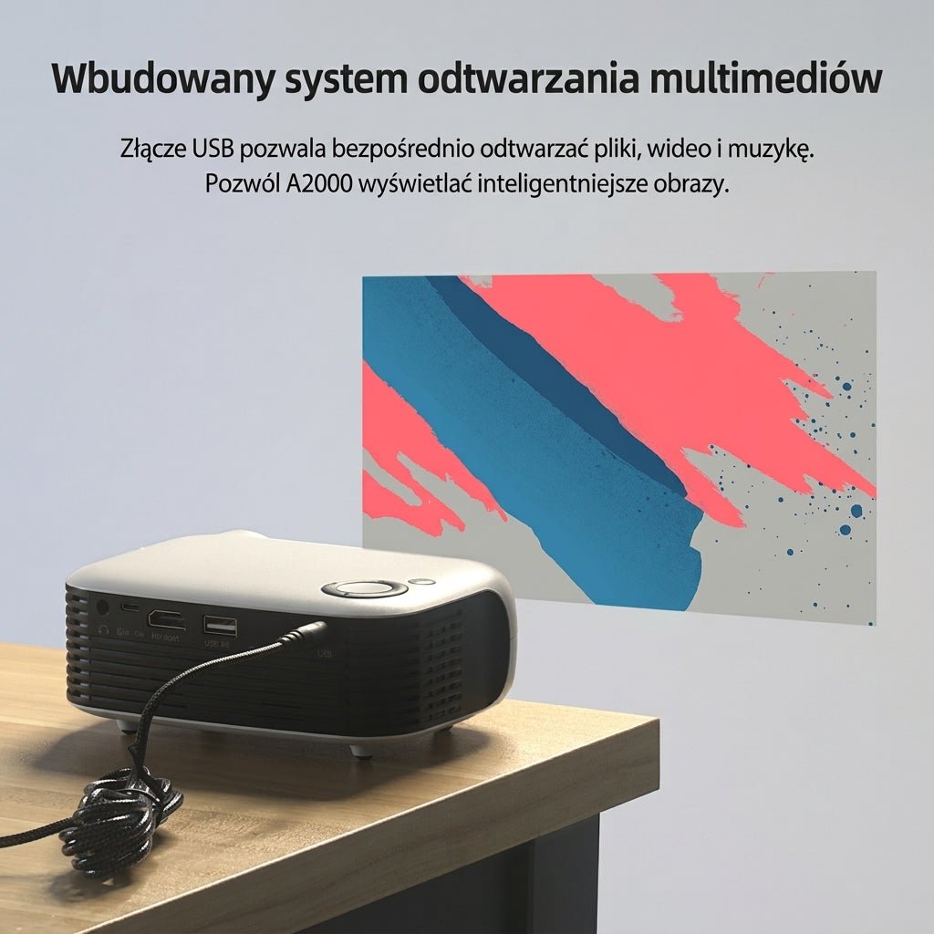 Mini Projektor Przenośny HD 1000 Lumenów z HDMI – Rzutnik Multimedialny do Domu i Podróży 12