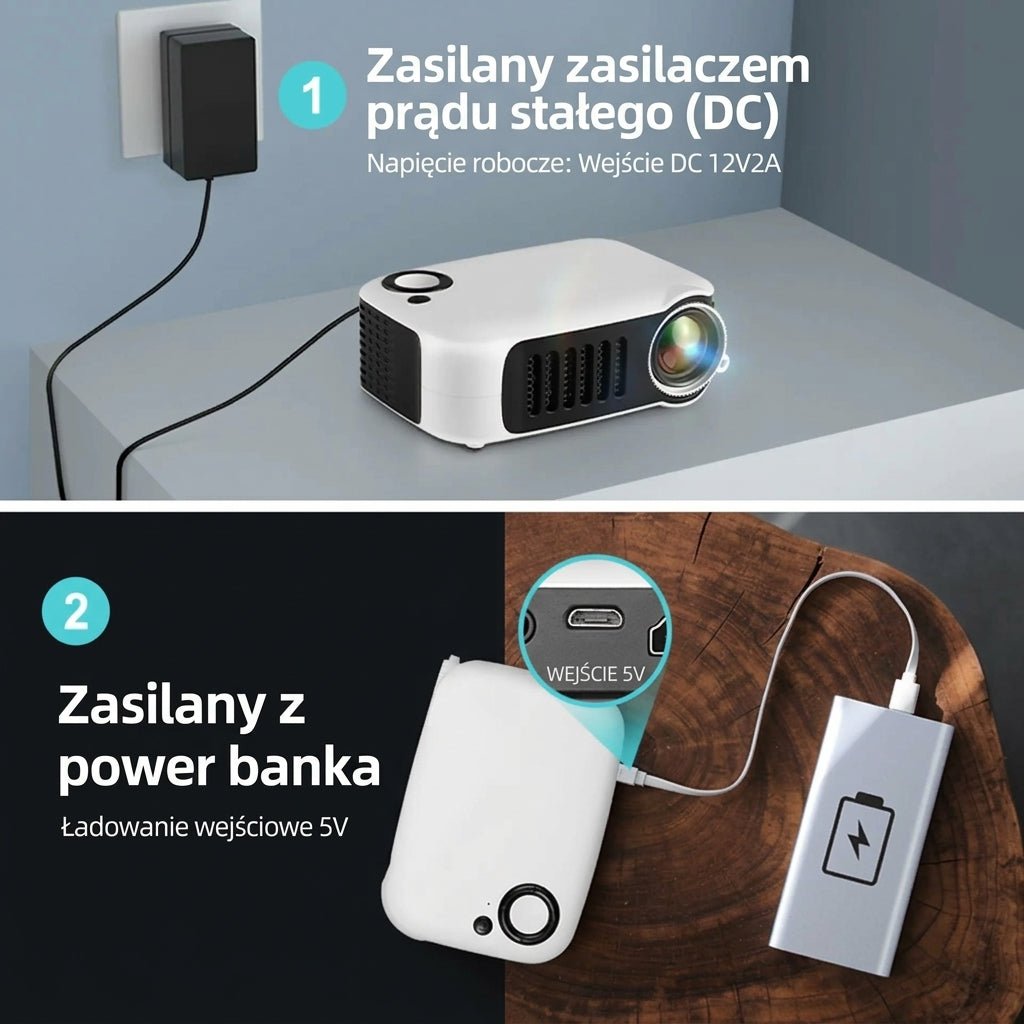 Mini Projektor Przenośny HD 1000 Lumenów z HDMI – Rzutnik Multimedialny do Domu i Podróży 10