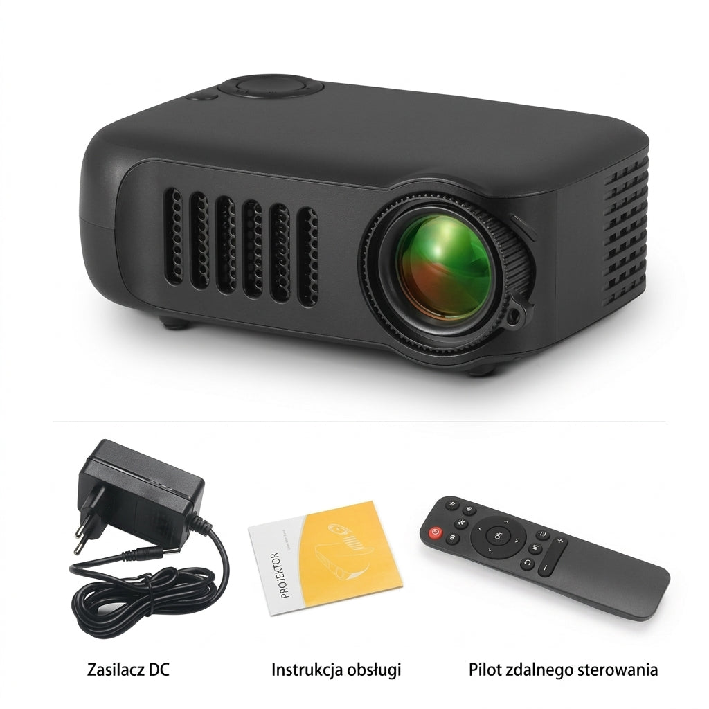 Mini Projektor Przenośny HD 1000 Lumenów z HDMI – Rzutnik Multimedialny do Domu i Podróży 1
