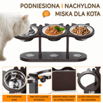 Miska dla kota na podwyższeniu z 3 miskami ze stali nierdzewnej – Ergonomiczny stojak do karmienia
