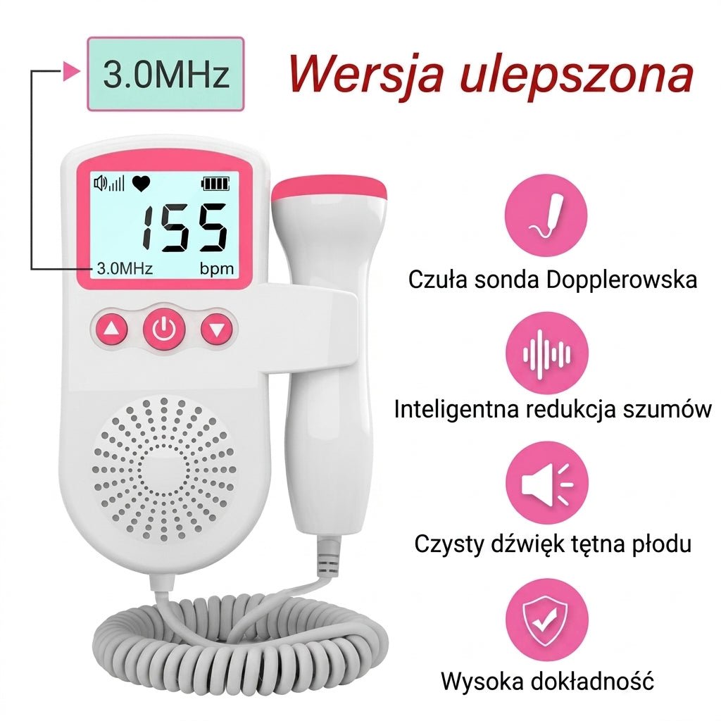 Monitor Tętna Płodu Doppler – Sonda 3 MHz, Podświetlany Wyświetlacz LCD, Trzy Tryby Pracy 7