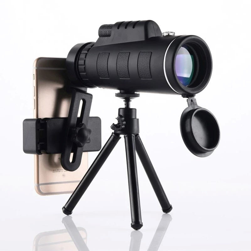 Monokular HD 10x z Uchwytem na Smartfon i Statywem – Wodoodporny Teleskop do Obserwacji 0