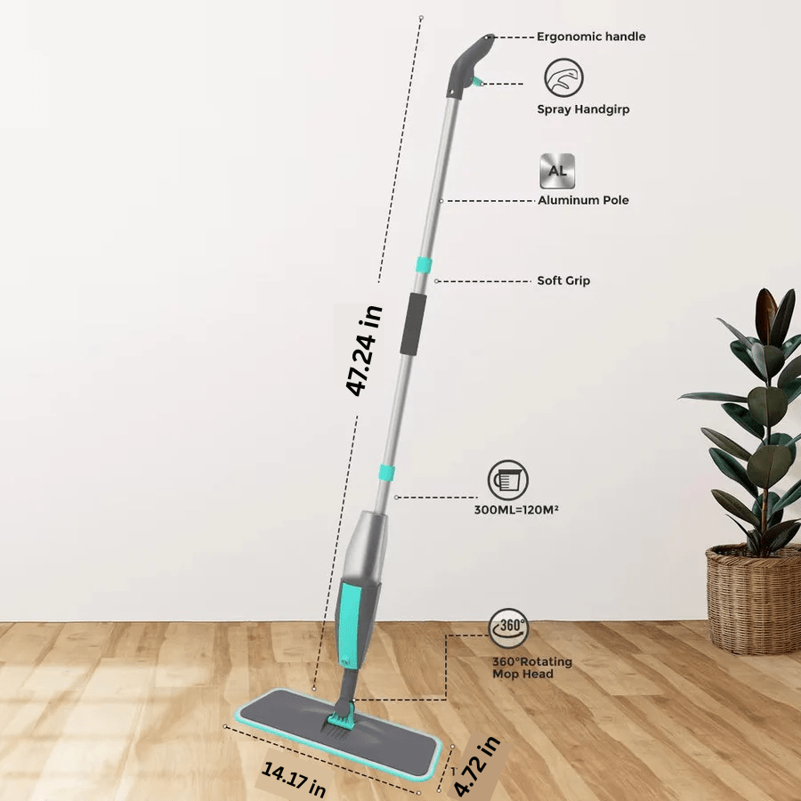 Mop Natryskowy 360° z Mikrofibry do Twardych Podłóg - Ergonomiczny i Wielokrotnego Użytku 8