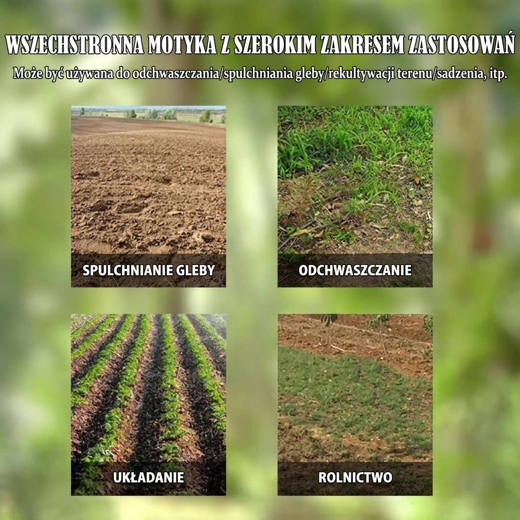 Motyczka do Pielenia Chwastów – Stal Manganowa, Ergonomiczny Uchwyt, 4 Zęby 4
