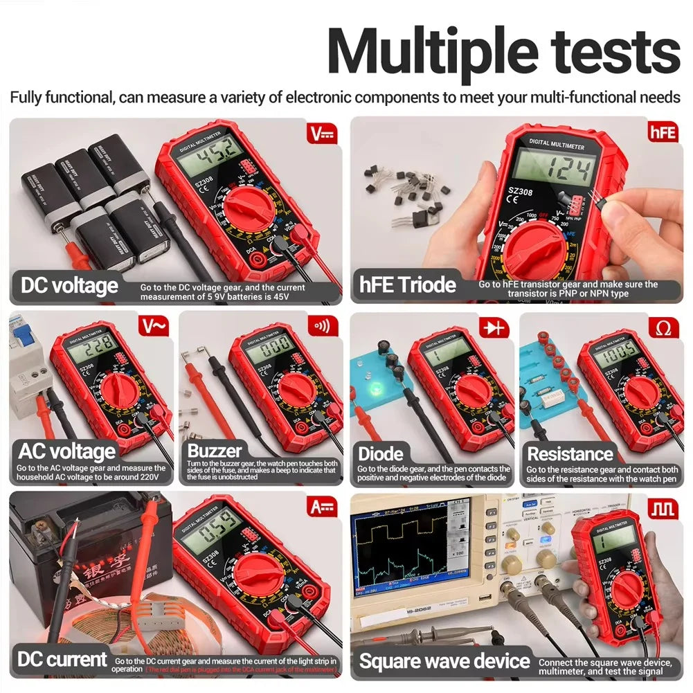 Multimetr Cyfrowy z Funkcją Testu Diody – Miernik Elektryczny do Pomiary Napięcia i Prądu 1