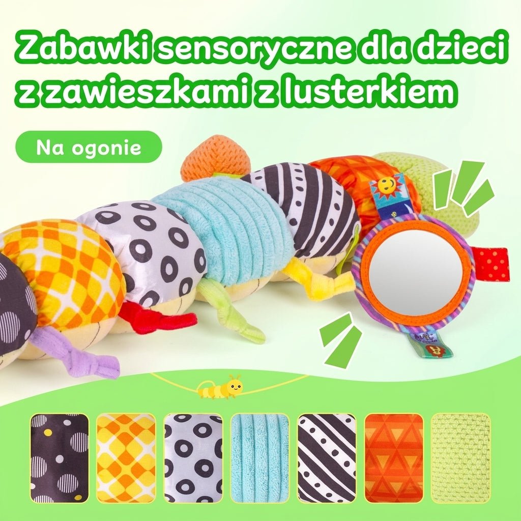 Muzyczna Pluszowa Grzechotka dla Niemowląt w Kształcie Gąsienicy – Różne Tekstury, Stymulacja Zmysłów 6