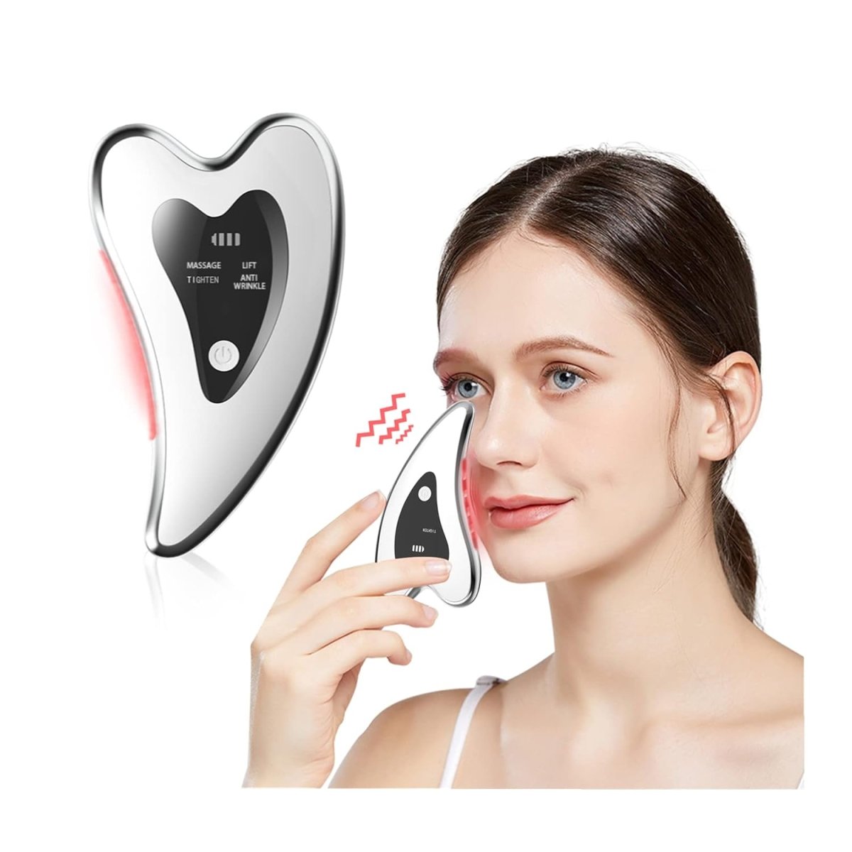 Narzędzie do Masażu Gua Sha z Wibracjami i Ciepłem – Stal Nierdzewna, Ergonomiczny Design 0