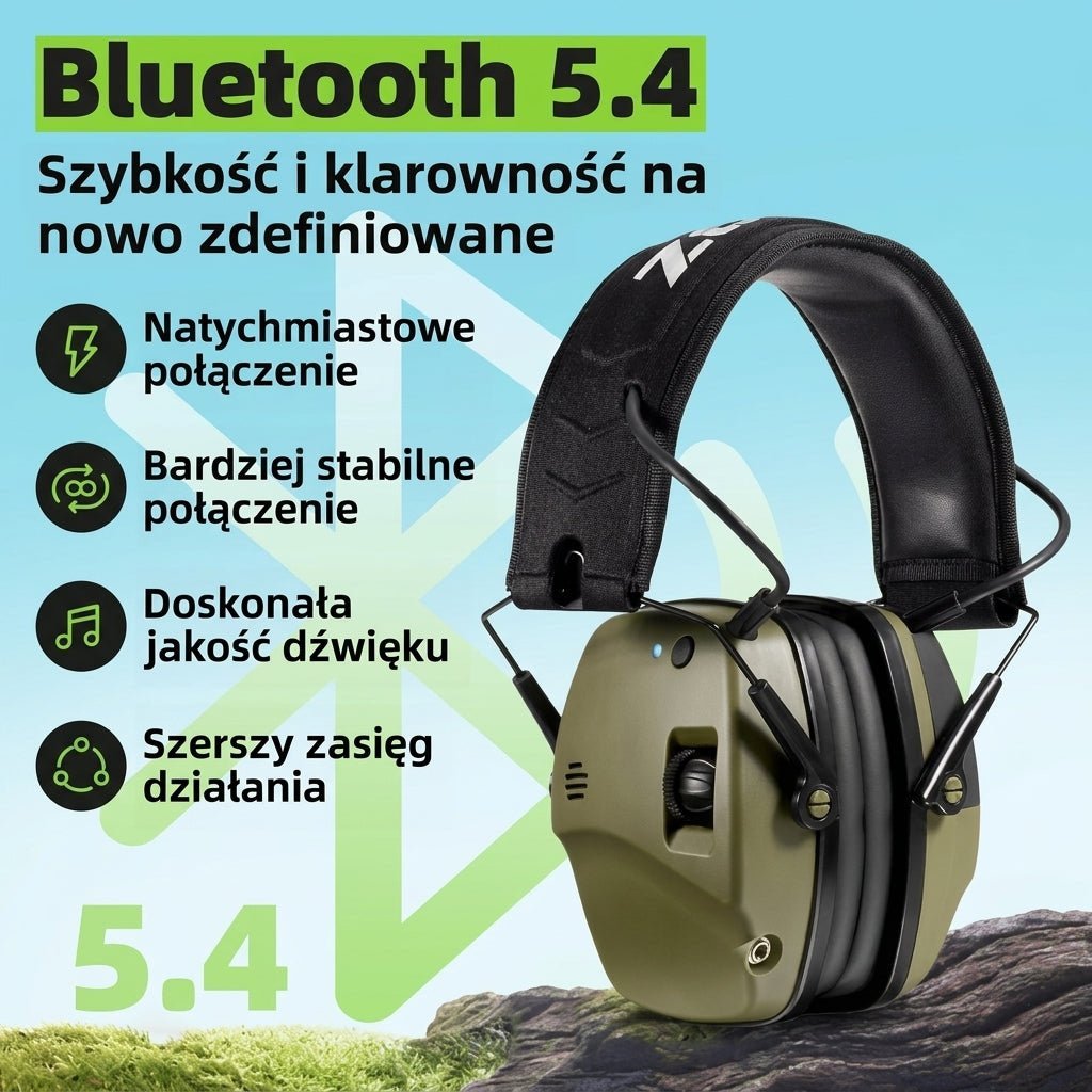 Nauszniki Ochronne z Redukcją Hałasu 22 dB i Bluetooth 5.0 – Wzmocnienie Dźwięku 4x, do Strzelania 8