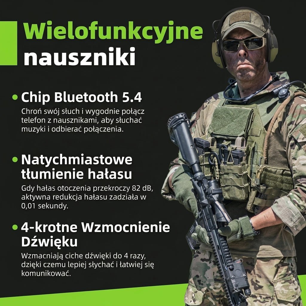 Nauszniki Ochronne z Redukcją Hałasu 22 dB i Bluetooth 5.0 – Wzmocnienie Dźwięku 4x, do Strzelania 7