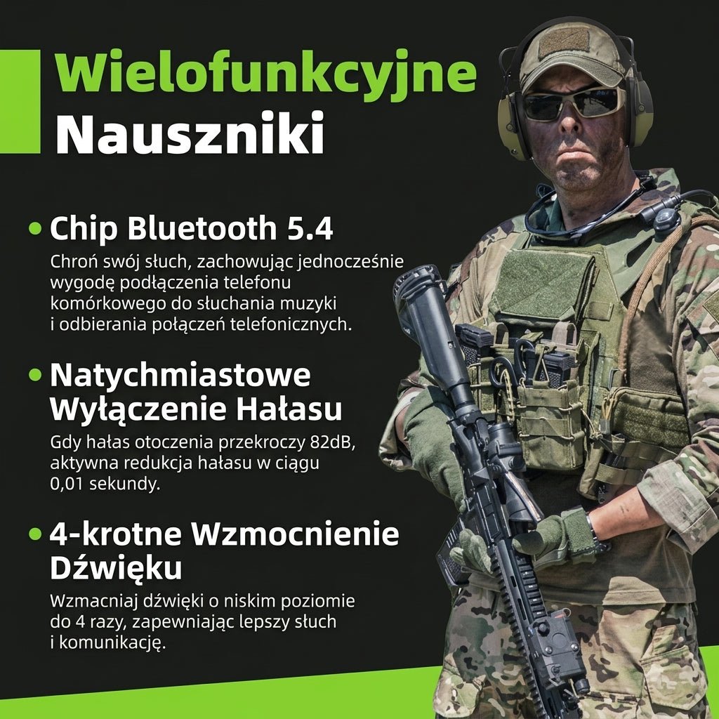 Nauszniki Ochronne z Redukcją Hałasu 22 dB i Bluetooth 5.0 – Wzmocnienie Dźwięku 4x, do Strzelania 7