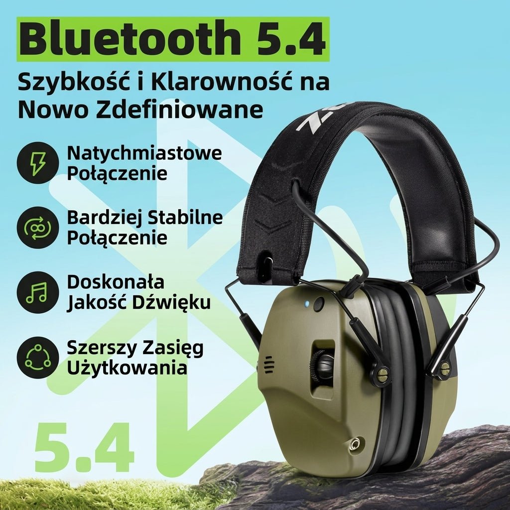 Nauszniki Ochronne z Redukcją Hałasu 22 dB i Bluetooth 5.0 – Wzmocnienie Dźwięku 4x, do Strzelania 8
