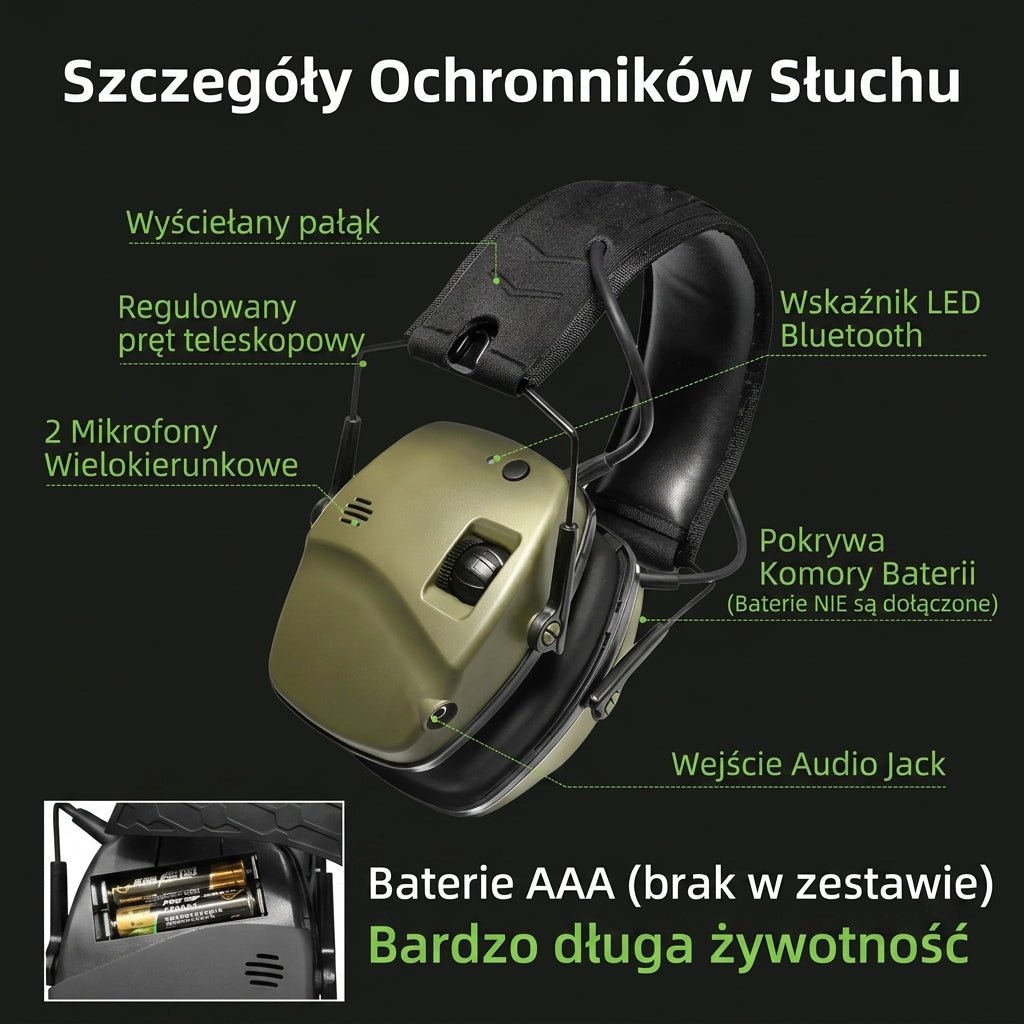 Nauszniki Ochronne z Redukcją Hałasu 22 dB i Bluetooth 5.0 – Wzmocnienie Dźwięku 4x, do Strzelania 4