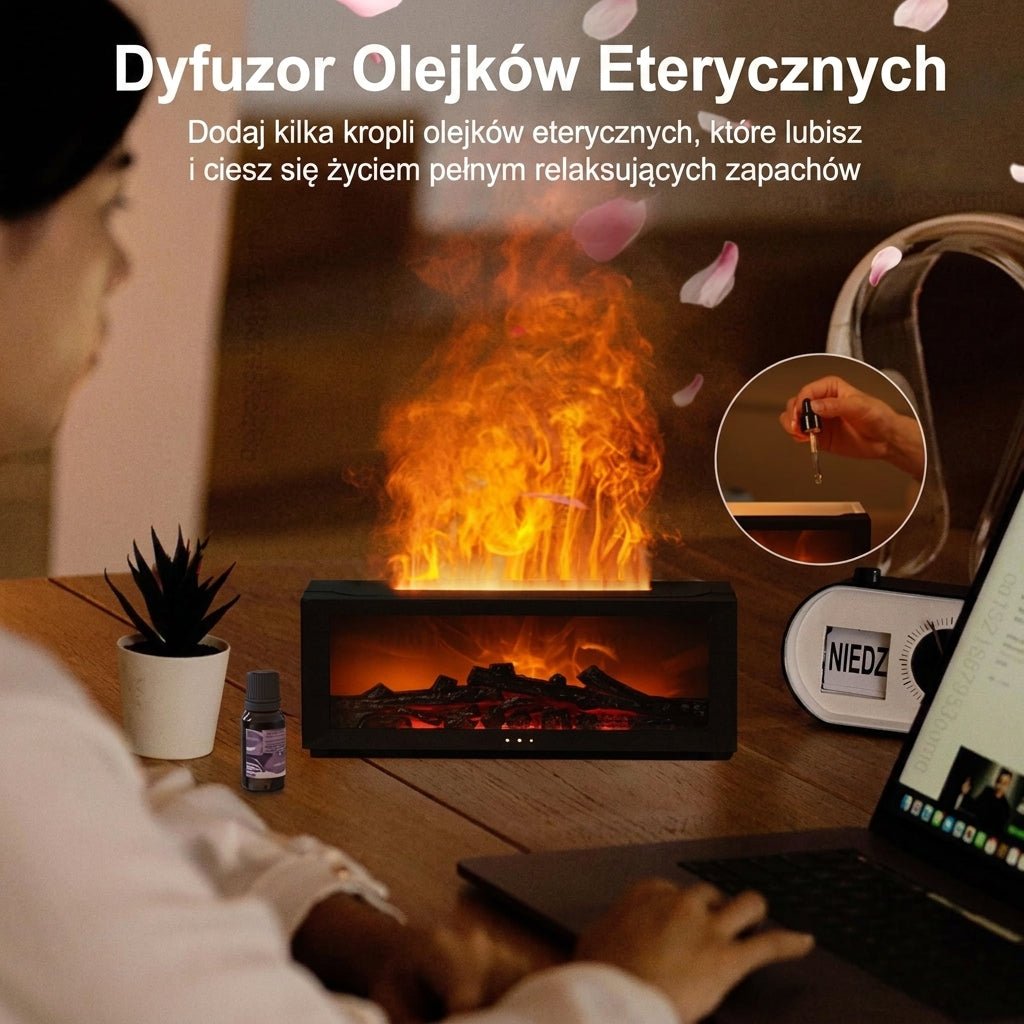 Nawilżacz Powietrza z Dyfuzorem Aromaterapii i Efektem Płomienia – 150 ml do 10 m² 13