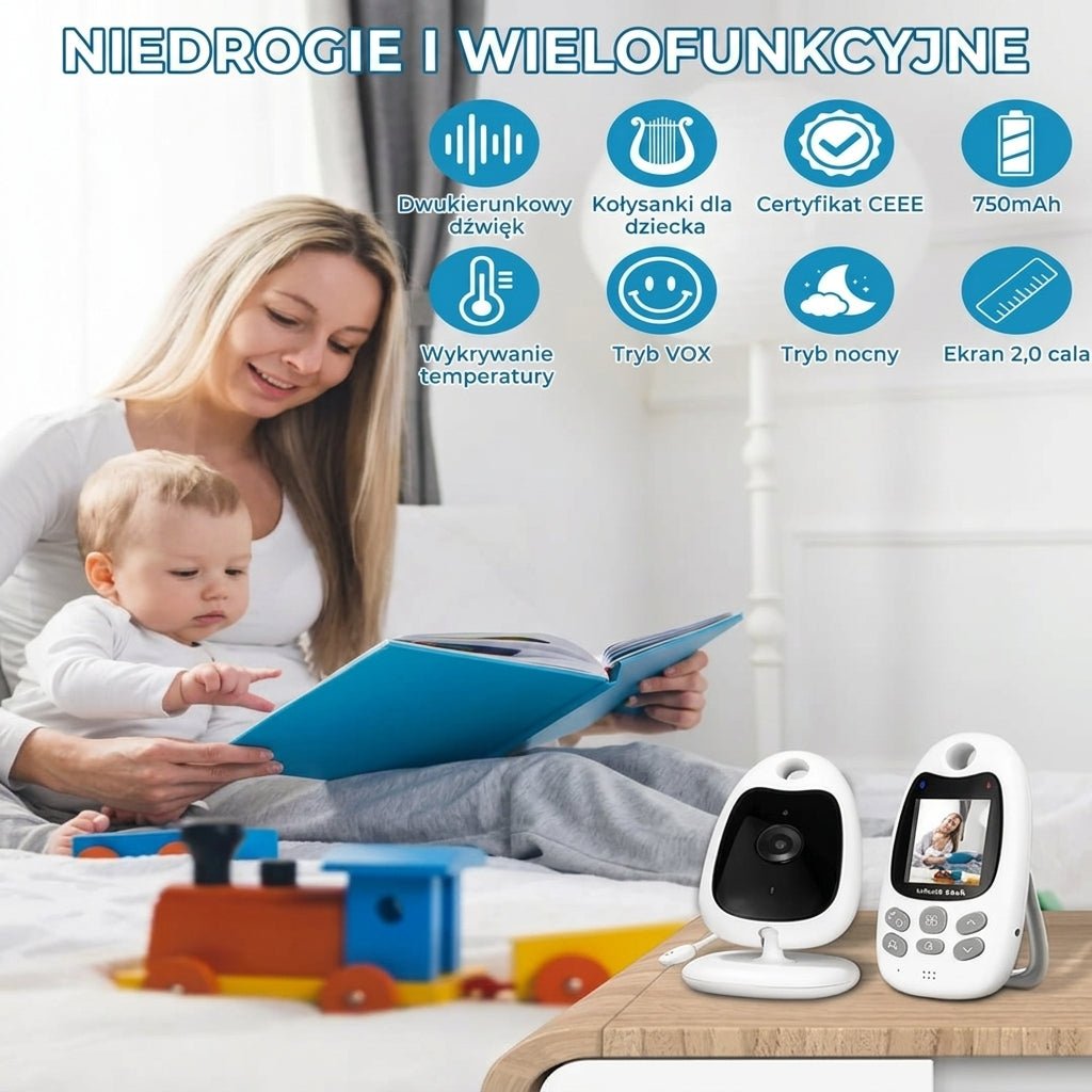 Niania Wideo z Noktowizorem i Dwukierunkową Komunikacją – Bezprzewodowy Monitor Dziecięcy 300m 5