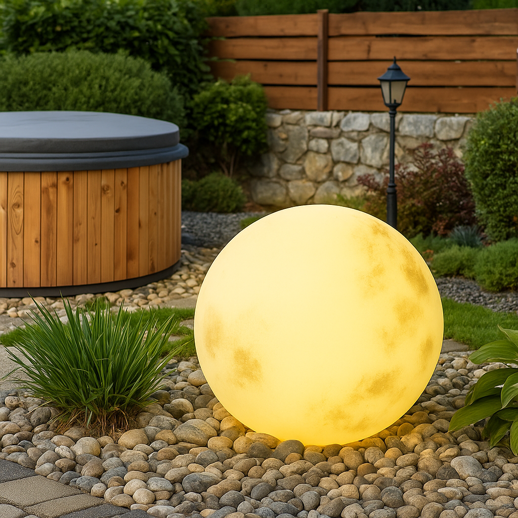 Nowoczesna Lampa Ogrodowa Moon - Solarne Oświetlenie LED, Minimalistyczny Design
