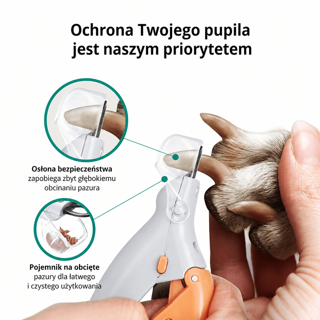 Obcinacz do Paznokci dla Psa i Kota z Oświetleniem LED – Bezpieczne Przycinanie z Antypoślizgowymi Uchwytami