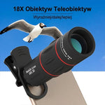 Obiektyw do Telefonu 18x z Szerokim Kątem – Wysoka Jakość 4K, Kompatybilny z iPhone'em 8