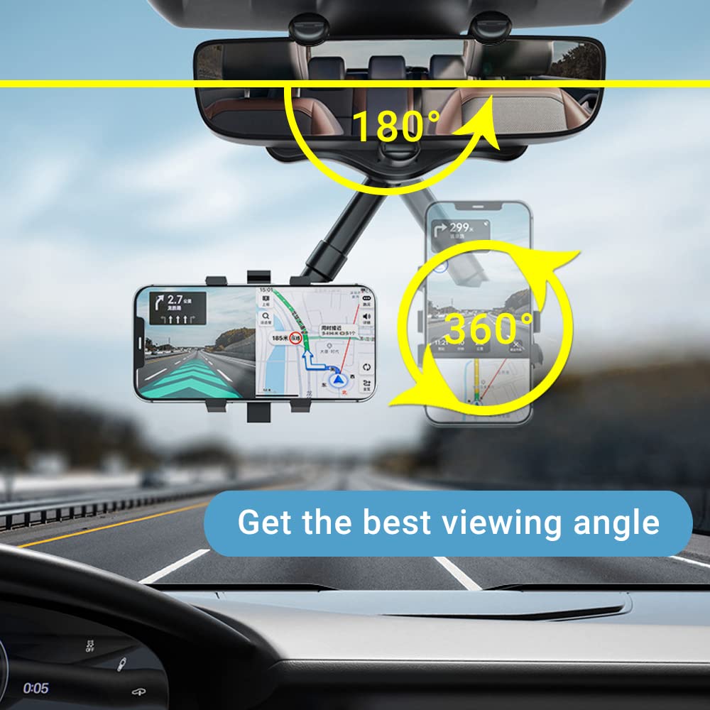 Obrotowy Uchwyt Samochodowy Na Telefon Z Regulacją 360° Do Lusterka Wstecznego 4