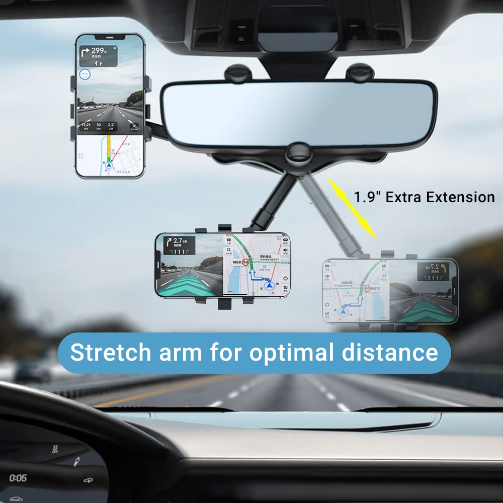 Obrotowy Uchwyt Samochodowy Na Telefon Z Regulacją 360° Do Lusterka Wstecznego 5