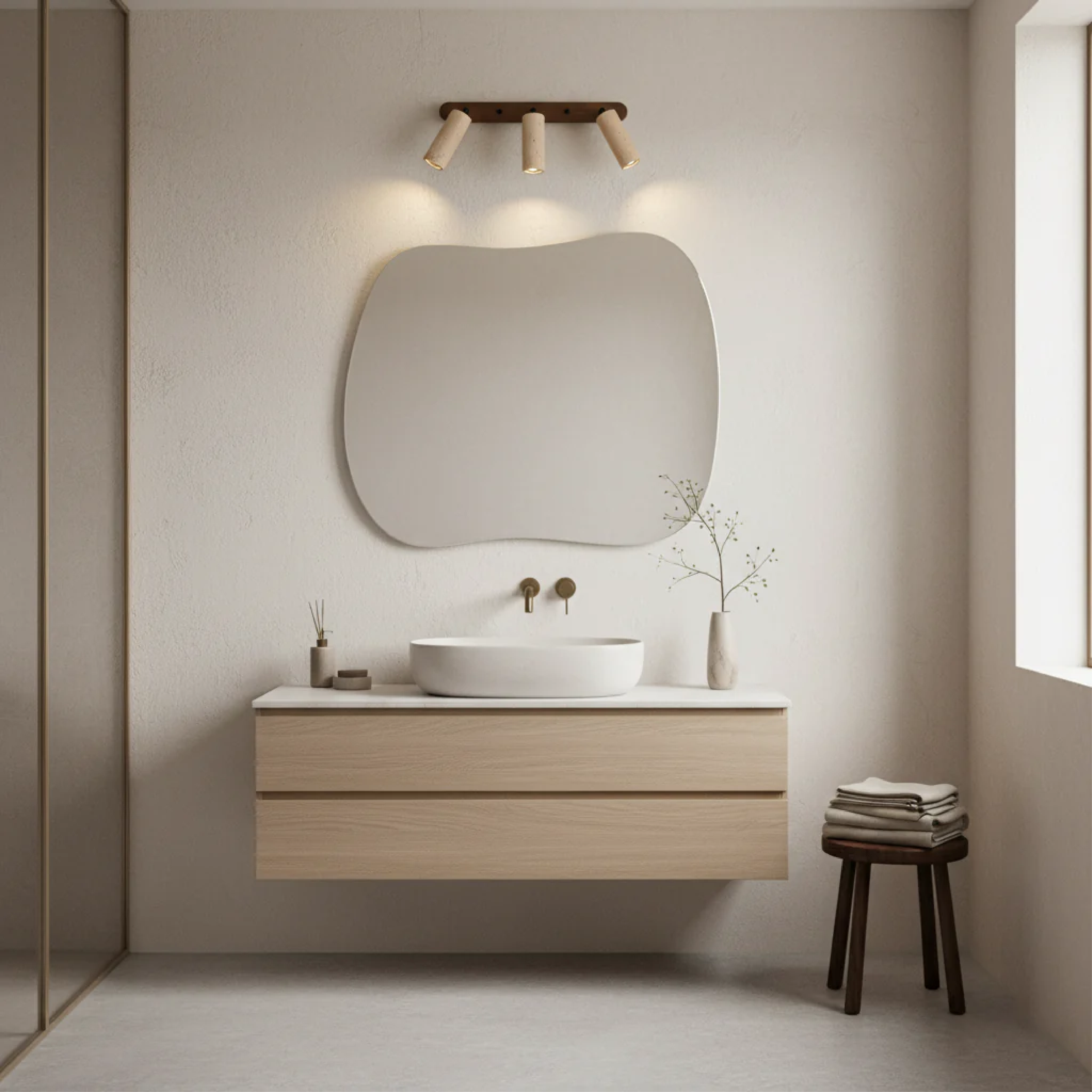 Obrotowy kinkiet z trawertynu - nowoczesna lampa ścienna LED 2