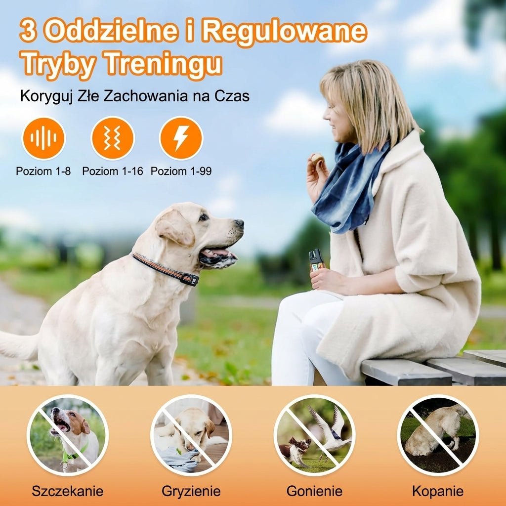 Obroża elektroniczna do zdalnego szkolenia psów z zasięgiem 1000 m i 3 trybami pracy 11