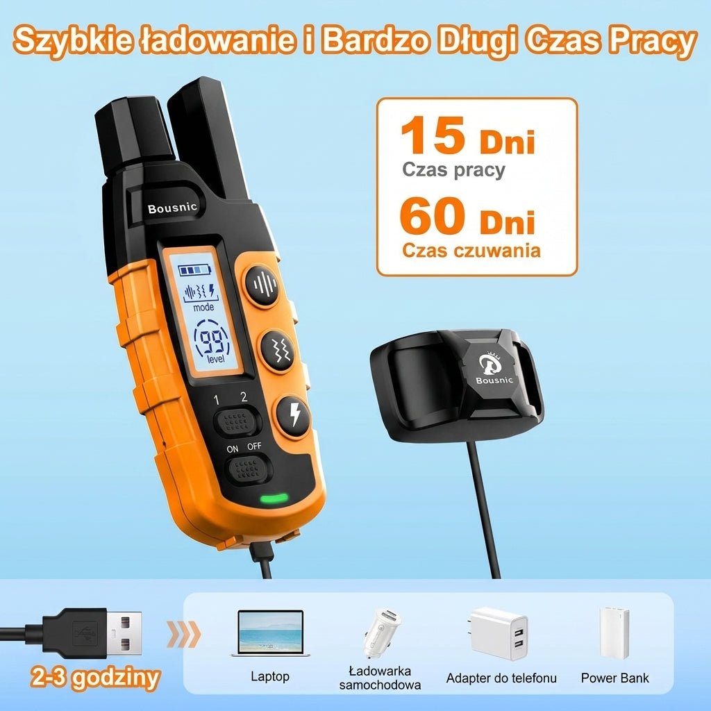 Obroża elektroniczna do zdalnego szkolenia psów z zasięgiem 1000 m i 3 trybami pracy 6